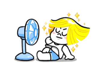 🌞 漫画, ファン, 夏, 暑さ, ブロンド, キャラクター telegram sticker