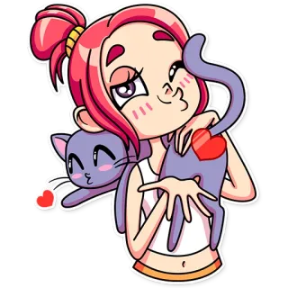 😘 menina, gato, fofo, desenho, coração, amor, adesivo, abraço telegram sticker