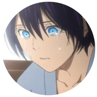 🥺 Yato Noragami 动漫, 漫画, 野良神, 夜斗, 蓝眼睛, 悲伤 whatsapp sticker
