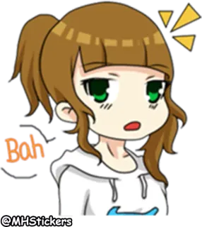😦 Bah cartoon, girl, anime, sticker, cute, female telegram sticker