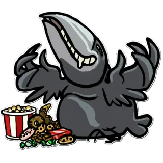 🤤 Krähe, Cartoon, Snack, Popcorn, Film, Vogel whatsapp sticker