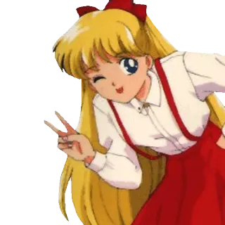 ✌ Sailor Venus Sailor Moon sailor venus, sailor moon, animé, dessin animé, fille, clin d'oeil, blonde whatsapp sticker
