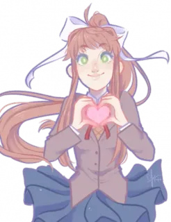 💚 Monika Doki Doki Literature Club! anime, monika, doki doki literature club, heart telegram sticker