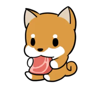 😋 Shiba Inu, Hund, Fleisch, Cartoon, niedlich, Tier, Haustier whatsapp sticker