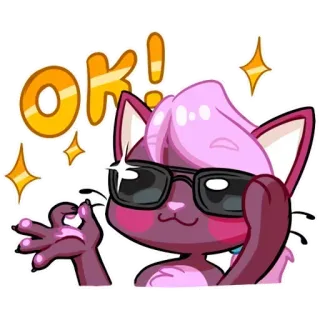 😎 OK! кот, ок, позитив, согласие, одобрение, мультфильм whatsapp sticker