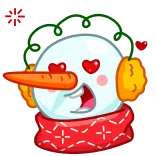😍 snowman, winter, carrot, scarf, hearts, love, cartoon telegram sticker