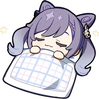 😴 Keqing Genshin Impact 애니메이션, 원신, 각청, 자는, 귀여운, SD telegram sticker