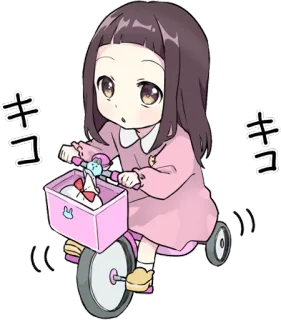🛴 キコ Anime, Bambino/a, Ragazza, Kawaii, Bicicletta, Carino/a telegram sticker