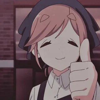 🌸 Anime, Ragazza, Pollice in su, Positivo, Approvazione, Cartone animato telegram sticker