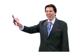 💶 Silvio Santos Silvio Santos, Presentador brasileño, Presentador TV, Hombre sonriendo, Traje whatsapp sticker