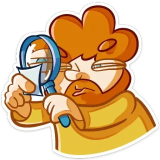 🔍 magnifying glass, detective, research, investigation, examining, inspecting, cartoon, analysis telegram sticker