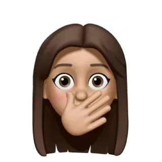 ❤️ Emoji, Rosto, Mulher, cabelo castanho, surpresa, chocada whatsapp sticker