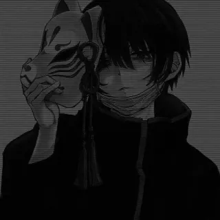 🎧 Anime, Maschera, Personaggio, Maschera volpe, Manga, Ragazzo, Scuro telegram sticker