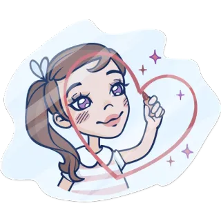 💄 dibujo animado, dibujo, chica, corazón, amor, lindo telegram sticker