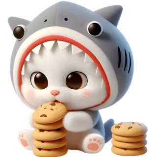 🍪 chat, requin, cookie, animal, mignon, kawaii, sticker telegram sticker