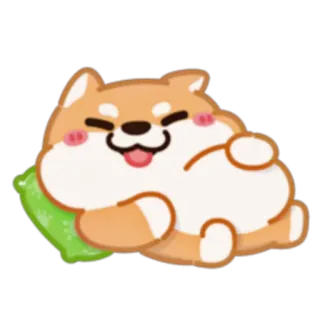 🍗 狗, 柴犬, 可爱, 动物, 枕头, 卡哇伊, 卡通, 快乐 telegram sticker