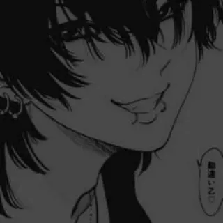 🖤 理解してる Anime, Manga, Uśmieszek, Czarno-białe, Uśmiechnięty telegram sticker