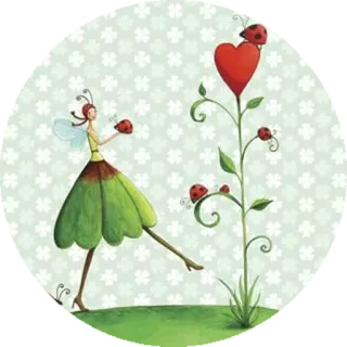 🌿 Marienkäfer, Fee, Herz, Natur, Insekt, skurril, Illustration telegram sticker