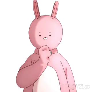 🤔 pink bunny, cartoon, animal, cute, sticker telegram sticker