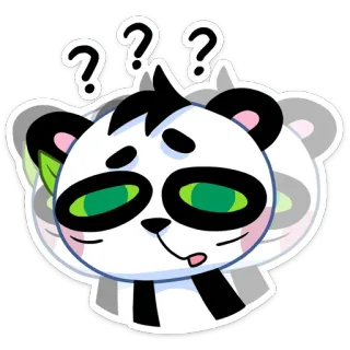 ❓ Panda, Confus, Points d'interrogation, Dessin animé, Autocollant, Animal telegram sticker