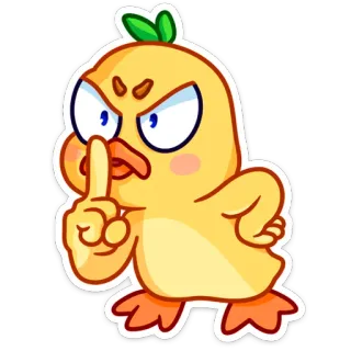🤫 duck, animal, bird, cartoon, angry, silence whatsapp sticker