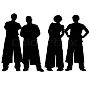 😕 Siluetas, Grupo, Gente, De pie, Figuras, Anónimo telegram sticker