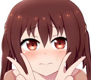 👋 อนิเมะ, ผู้หญิง, น่ารัก, ชูสองนิ้ว, การ์ตูน, ภาพวาด telegram sticker
