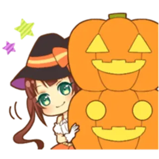 😊 할로윈, 호박, 마녀, 만화, 애니메이션, 귀여운, 가을 telegram sticker