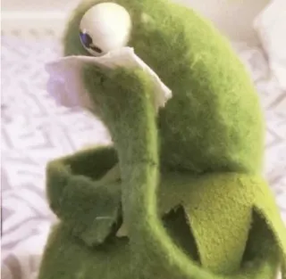 😢 Kermit カーミット, パペット, 緑, マペット, 悲しい, 考え事 telegram sticker