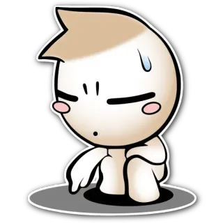 😔 Dessin animé, Sueur, Inquiet, Mignon, Personnage whatsapp sticker