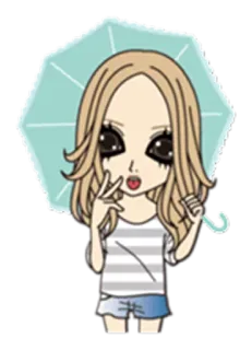 😃 Kartun, Gadis, Payung, Kawaii, Anime, Stiker telegram sticker
