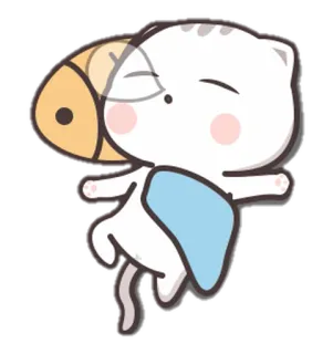 😴 Katze, Fisch, Cartoon, süß, schlafend, Tier whatsapp sticker