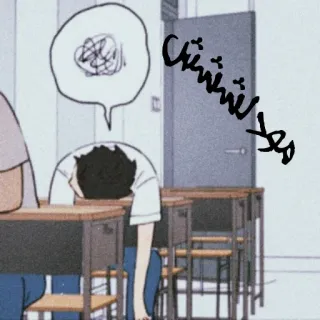 😴 مغزش شتشش Anime, traurig, gestresst, Student, Schule, Klassenzimmer telegram sticker