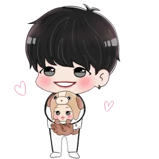 😁 Cartoon, Niedlich, Illustration, Chibi, K-Pop, Puppe telegram sticker