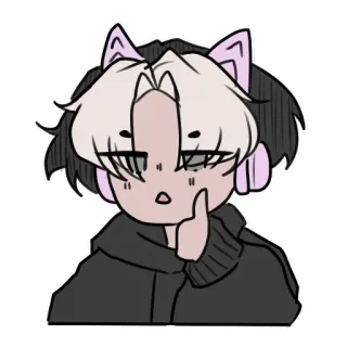 👍 Anime, Orejas de gato, Lindo, Personaje whatsapp sticker
