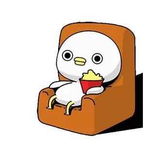 ⭐ 만화, 오리, 소파, 팝콘, 시청, 편안한, 귀여운 telegram sticker
