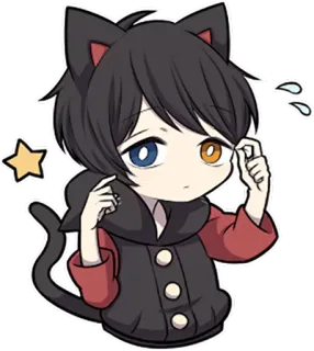 😶 애니메이션, 고양이소년, 카와이, SD, 만화, 스티커, 소년 telegram sticker
