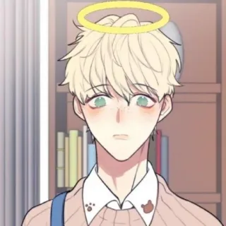 🍭 Estilo anime, Ángel, Halo, Personaje masculino, Kawaii whatsapp sticker