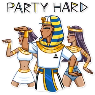 🕺 PARTY HARD tiệc, lễ kỷ niệm, ai cập, pharaoh, phụ nữ telegram sticker