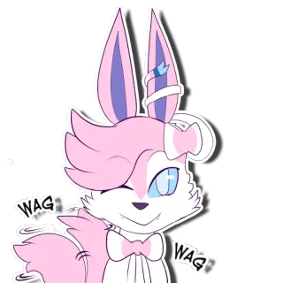 😄 WAG WAG Sylveon, Pokemon, dễ thương, động vật, hoạt hình, fanart telegram sticker