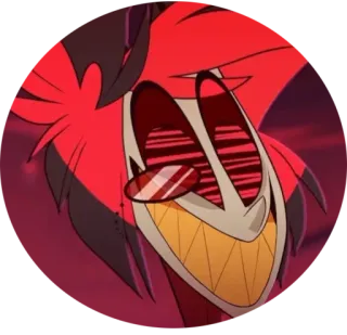 📺 Alastor Hazbin Hotel iblis, Hazbin Hotel, tersenyum, penjahat, kartun telegram sticker