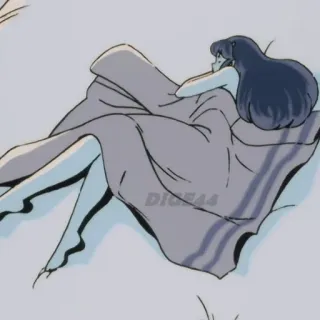 🛌 DIGE44 anime, cô gái, nằm, giường, chăn, ngủ telegram sticker