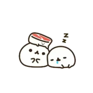 🍥 słodki, kawaii, śpiący, leniwy, zwierzę, spokojny, mochi telegram sticker