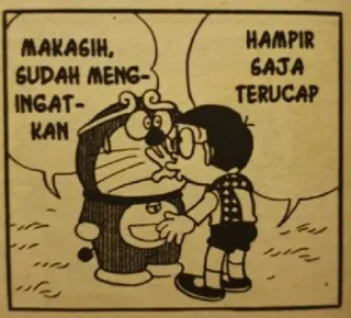 😐 Doraemon MAKASIH, SUDAH MENG-INGAT-KAN
HAMPIR SAJA TERUCAP Doraemon, Nobita, cartoon, anime, friendship, Japanese whatsapp sticker