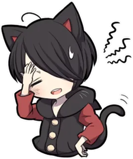 😓 애니메이션, 고양이 귀, SD캐릭터, 지침, 피곤한, 만화 telegram sticker
