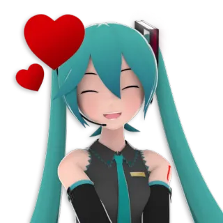 😍 Hatsune Miku Anime, Vocaloid, Hatsune Miku, Kawaii, Niedlich, Herzen telegram sticker