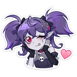 ⭐ 애니메이션, 스티커, 귀여운, 귀여운, 고스, 일러스트, 만화, 보라색 머리 telegram sticker