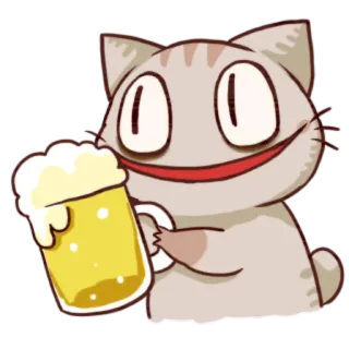 🍺 gato, cerveja, álcool, desenho animado, bebida, fofo telegram sticker