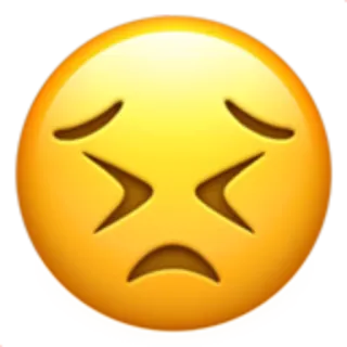 😣 emoji, sad, upset, face, yellow telegram sticker