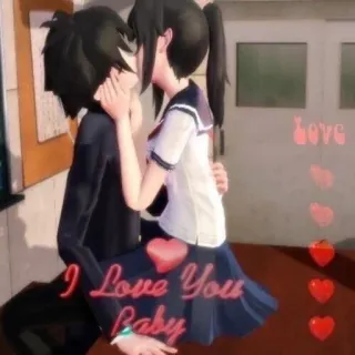 🤍 I Love You Baby love, couple, romance, cartoon, hearts telegram sticker